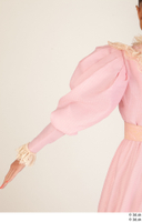  Photos Woman in Historical Civilian dress 3 19th century Medieval Clothing Pink dress arm 0003.jpg
